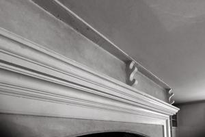 Mantel and spit rack in kitchen; ca. 1796-1800